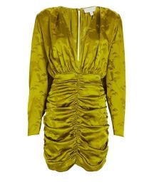 Ronny Kobo Michelle Ruched Satin Jacquard Mini Dress at Intermix