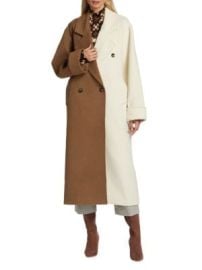 Ronny Kobo Minka Double Breasted Colorblocked Coat on SALE at Saks Off 5th