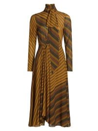 Ronny Kobo Noven Striped Mock Turtleneck Midi Dress at Saks Fifth Avenue