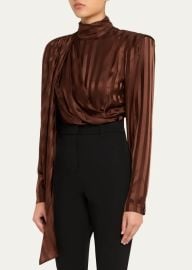 Ronny Kobo Poppins Draped Turtleneck Bodysuit at Bergdorf Goodman