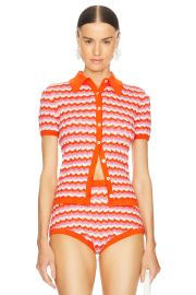 Ronny Kobo Tallys Striped Knit Button Front Top in Carnation Multi at Revolve