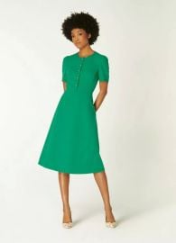 Rosalie Green Crepe Fit and Flare Dress Clothing LKBennett at LK Bennett