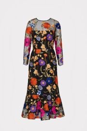 Rosalind Fall Foliage Embroidery Dress in Black Multi - MILLY in Black Multi MILLY at Milly