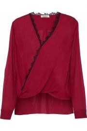 Rosario lace-trimmed wrap-effect silk blouse at The Outnet