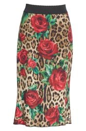 Rose & Leopard Print Cady Skirt by Dolce & Gabbana at Nordstrom