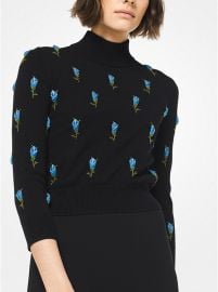 Rose Embroidered Cashmere Turtleneck at Michael Kors