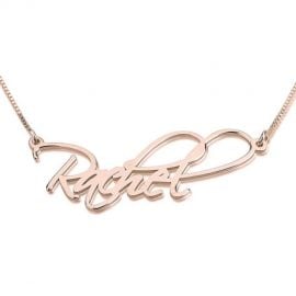 Rose Gold Script Name Necklace at ONecklace