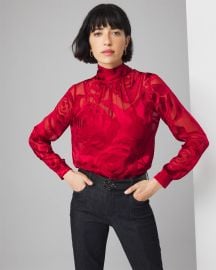 Rose Print Burnout Blouse White House Black Market at White House Black Market