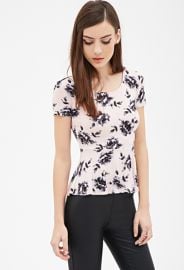 Rose Print Peplum Top  Forever 21 - 2000081769 at Forever 21