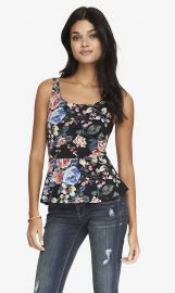 Rose Print Peplum Top at Express