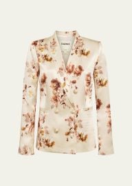 Rose Printed Colin Satin Double-Breasted Blazer at Bergdorf Goodman