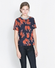 Rose print blouse at Zara