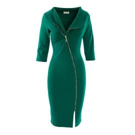 Roserry Chelsea Zipped Jersey Midi Dress in Emerald at Wolf & Badger