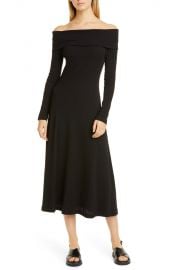 Rosetta Getty   Ribbed Off the Shoulder Long Sleeve Midi Dress   Nordstrom Rack at Nordstrom Rack