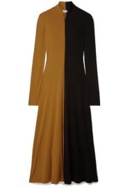 Rosetta Getty - Two-tone cotton-jersey turtleneck midi dress at Net A Porter