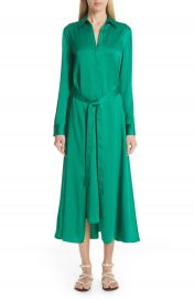 Rosetta Getty Apron Wrap Crepe Back Satin Shirtdress   Nordstrom at Nordstrom