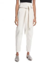 Rosetta Getty Belted High-Waist Stretch-Cotton Cropped Pants at Neiman Marcus