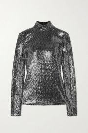 Rosetta Getty Paillette-embellished jersey turtleneck top at Net a Porter