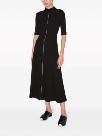 Rosetta Getty piped-trim mock-neck Midi Dress Black at Farfetch