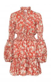 Rosewell Smocked Floral-Print Jacquard Mini Dress at Moda Operandi