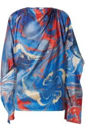 Rosie Assoulin   Cape-effect marbled crepe de chine top at Net A Porter