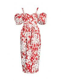 Rosie Assoulin - Off-The-Shoulder Puff-Sleeve Floral Silk Midi Dress at Saks Fifth Avenue