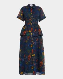 Rosie Assoulin Boogie Woogie Bugle Boy Floral Print Maxi Shirtdress at Neiman Marcus