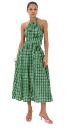 Rosie Assoulin Halter in the Name of Love Dress Green Check 6 at Shopbop