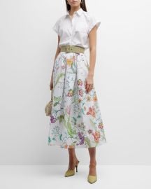 Rosie Assoulin This Way That Way Floral-Print Midi Shirtdress at Neiman Marcus