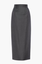 Rosie Pencil Skirt Gray Pinstripe Wool Mimchik MIMCHIK at Mimchik