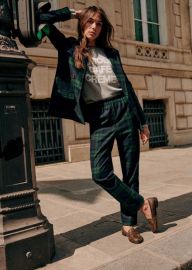 Ross Trousers - Navy Tartan - Wool - Szane at Sezane