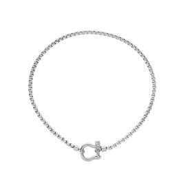 Round Box Chain Horseshoe Necklace at Artizan Joyeria