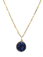 Round Drusy Pendant Necklace at Peggy Li