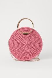 Round Straw Shoulder Bag - Pink - Ladies  HampM US at H&M