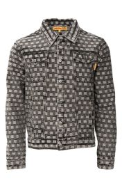 Round Two Jacquard Check Denim Jacket at Nordstrom