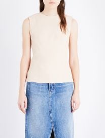 Round-neck leather top at Selfridges