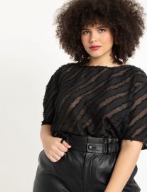 Rounded Sleeve Jacquard Blouse at Eloquii