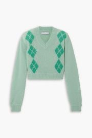 Rowan Rose Cropped argyle mohair blend sweater at The Outnet