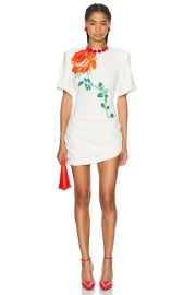 Rowen Rose Mini T-shirt Mini Dress in White Red Rose FWRD at FWRD