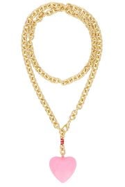 Roxanne Assoulin Happy Heart Necklace in Gold Cotton Candy Pink at Revolve