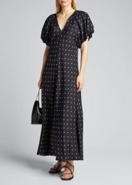 Roxie Puff-Sleeve Bias Dress at Bergdorf Goodman