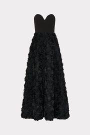 Roxy Mesh Rose Gown in Black MILLY at Milly