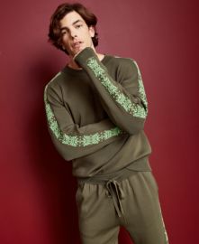 Royalty by Maluma Crewneck Sweater With Crown Insets In Green at Macys