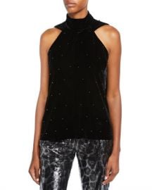 RtA Birdie Velvet Halter Top at Neiman Marcus