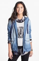 Rubbish Faux Shearling Hooded Denim Jacket at Nordstrom