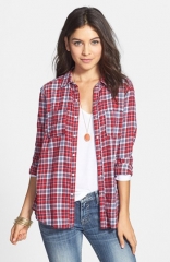 Rubbish Plaid Cotton Shirt in red at Nordstrom