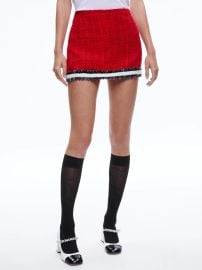 Rubi Tweed Mini Skirt In Perfect Rubyblackwhite Alice And Olivia at Alice and Olivia