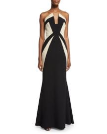 Rubin Singer Strapless Two-Tone Mermaid Gown  Black Ecru at Neiman Marcus