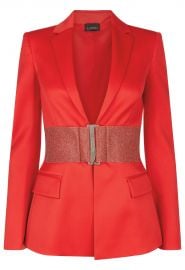 Rubine Virgin Wool Jacket with Swarovski Belt by La Perla at La Perla