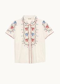 Ruby Short Sleeve Top - EcruMulti at Mabe Apparel